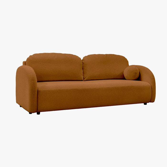 SYNA Canapé 3 places convertible en tissu bouclette orange