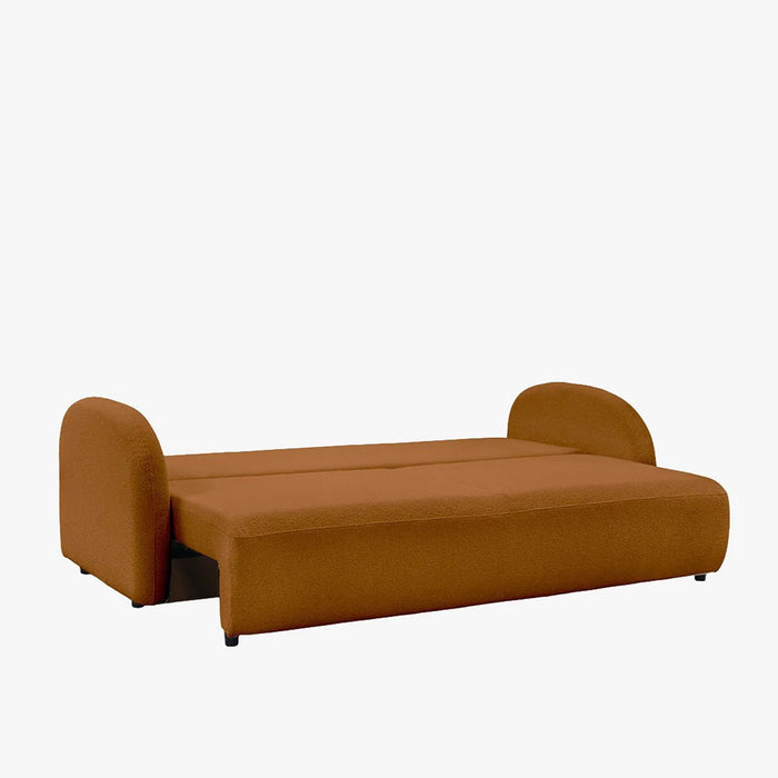 SYNA Canapé 3 places convertible en tissu bouclette orange