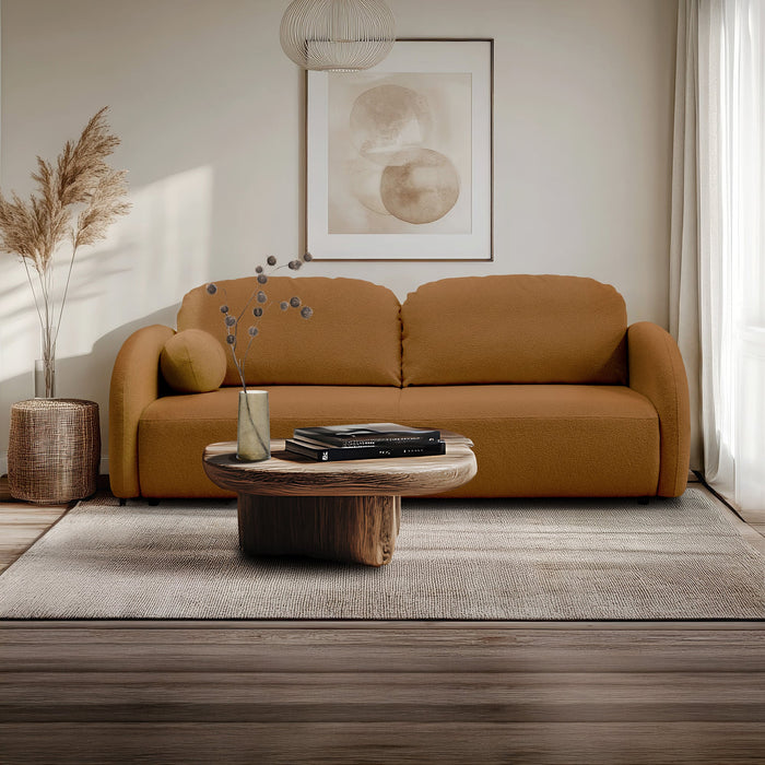 SYNA Canapé 3 places convertible en tissu bouclette orange
