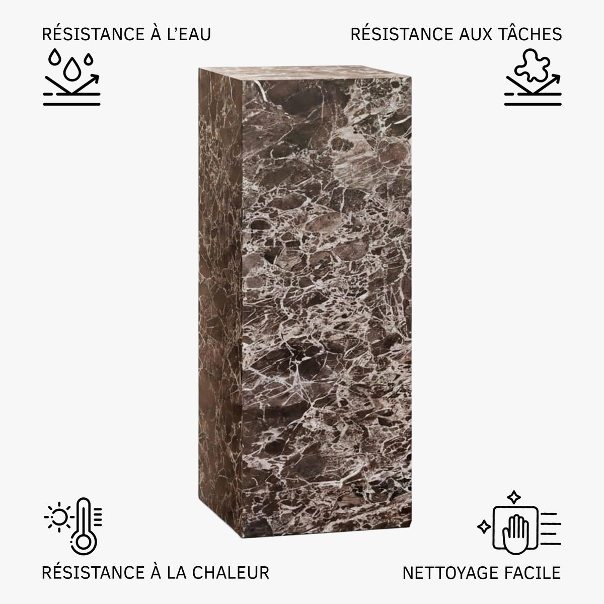 TRESA XL Table d'appoint marbre d'ingénierie marron