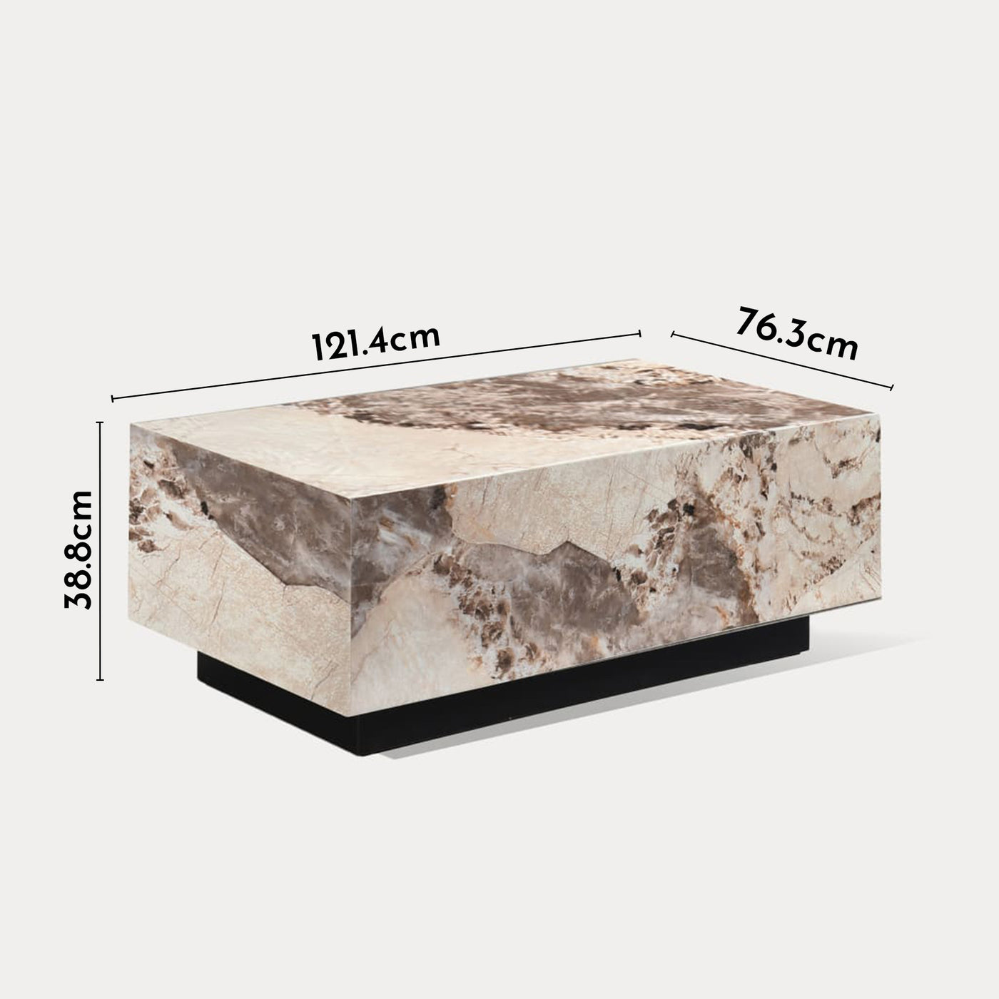 TANIA Table basse rectangulaire marbre d'ingénierie beige et marron