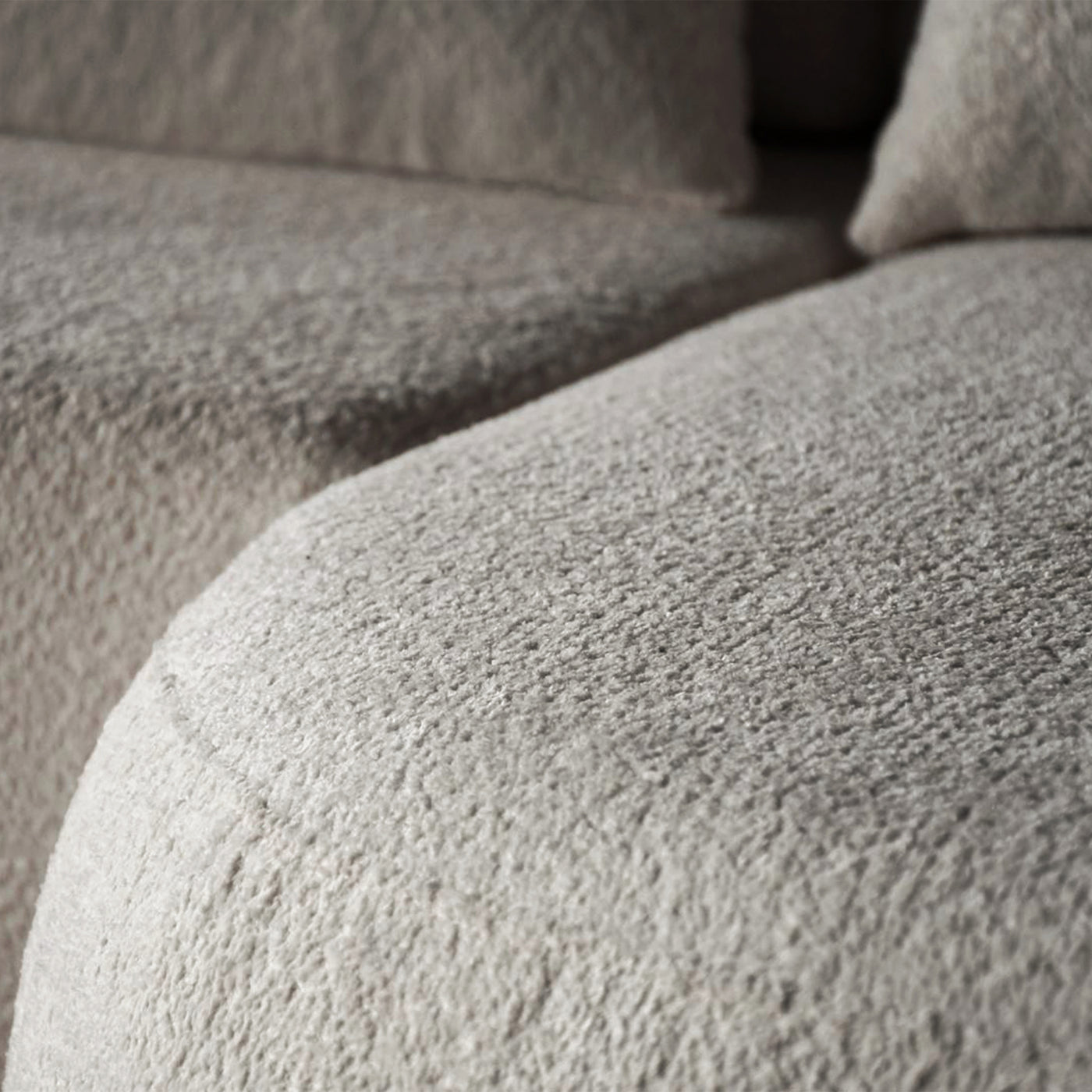 TAYLA Canapé d'angle convertible avec coffre en tissu bouclette beige - Angle droit