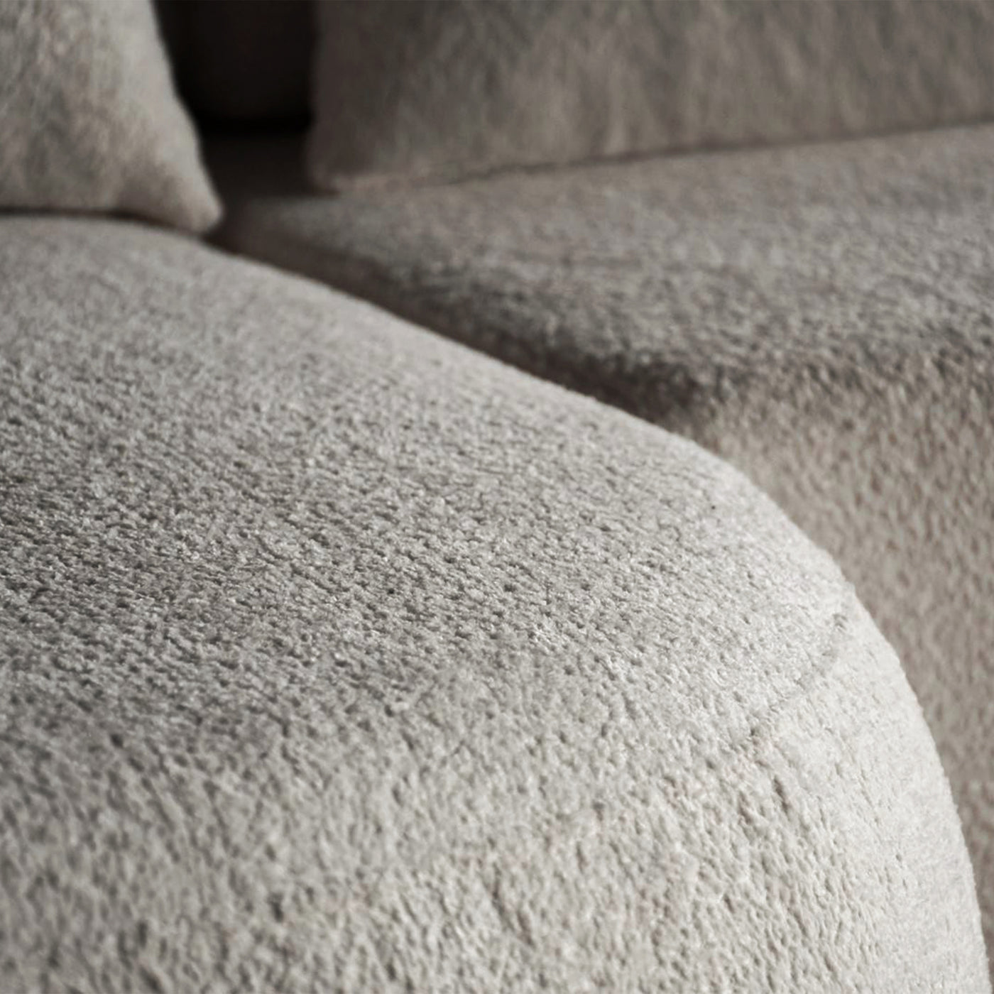 TAYLA Canapé d'angle convertible avec coffre en tissu bouclette beige - Angle gauche