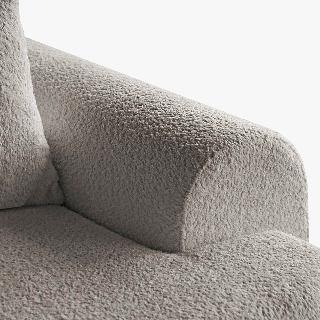 TAYLA Canapé d'angle convertible avec coffre en tissu bouclette beige - Angle gauche - Canapé d'angle convertible