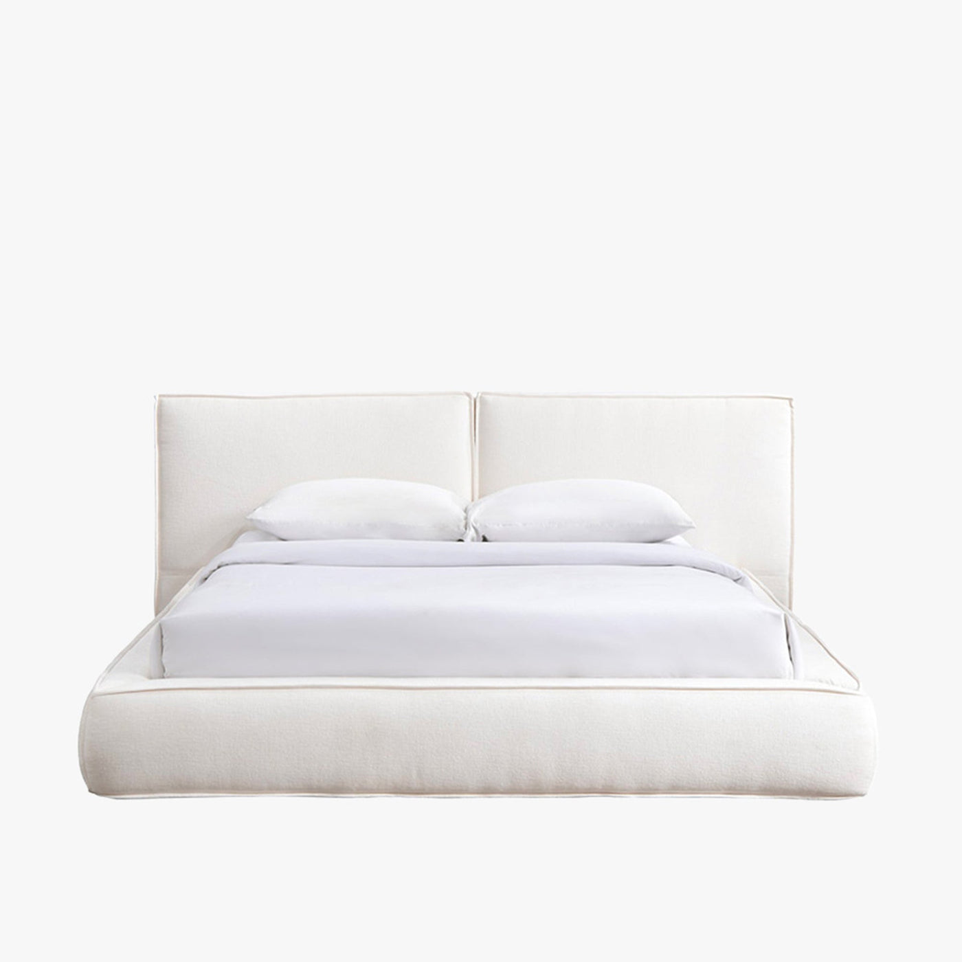TAYSI Lit double en velours blanc écru 180x200 cm - Lits - Mobilier Deco
