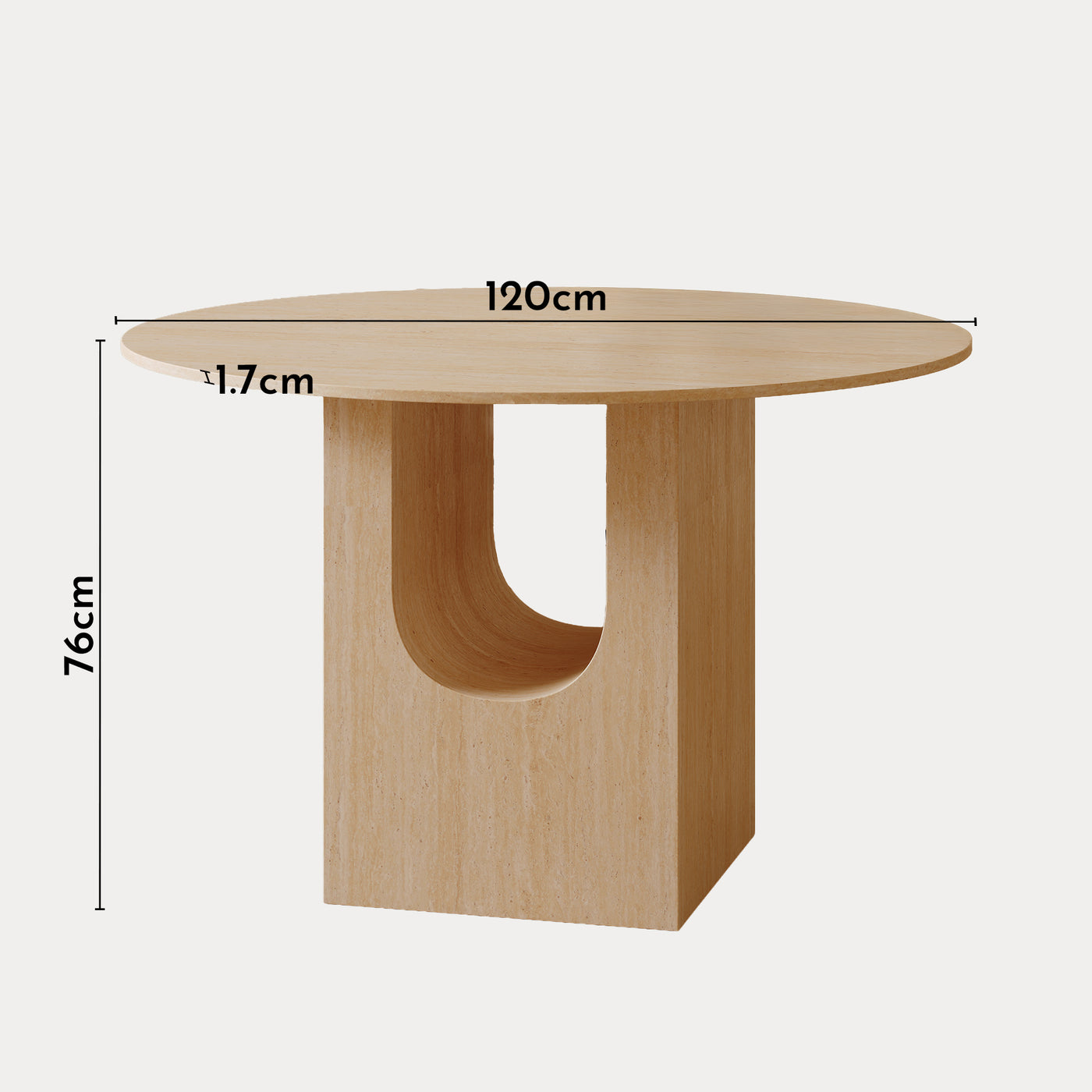 TAYZA Table à manger ronde en marbre d'ingénierie couleur travertin