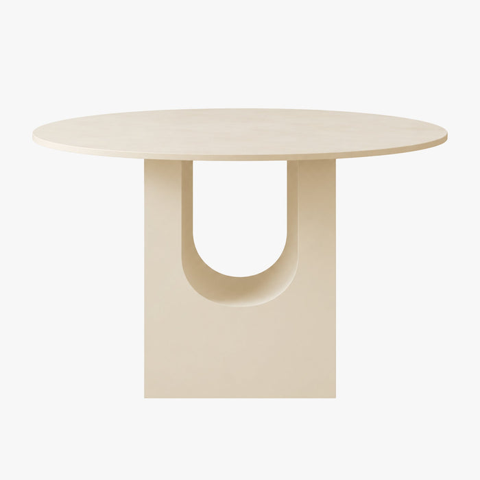 TAYZA Table à manger ronde en marbre d'ingénierie beige – Table à manger – vue 2