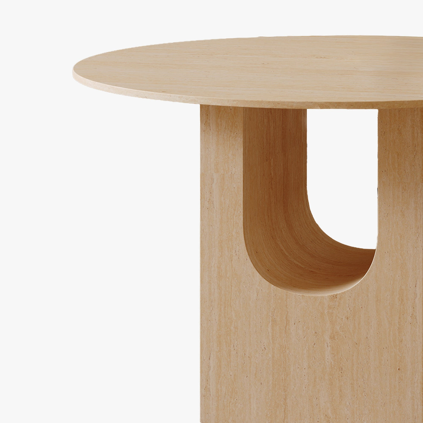TAYZA Table à manger ronde en marbre d'ingénierie couleur travertin - Table à manger - Mobilier Deco