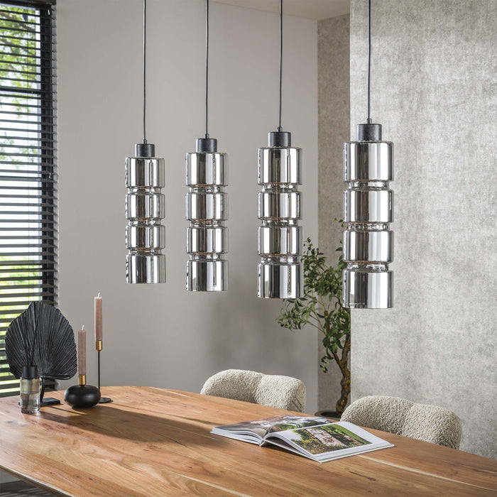THEA Suspension en tube 4 lampes en métal noir 105x150 cm