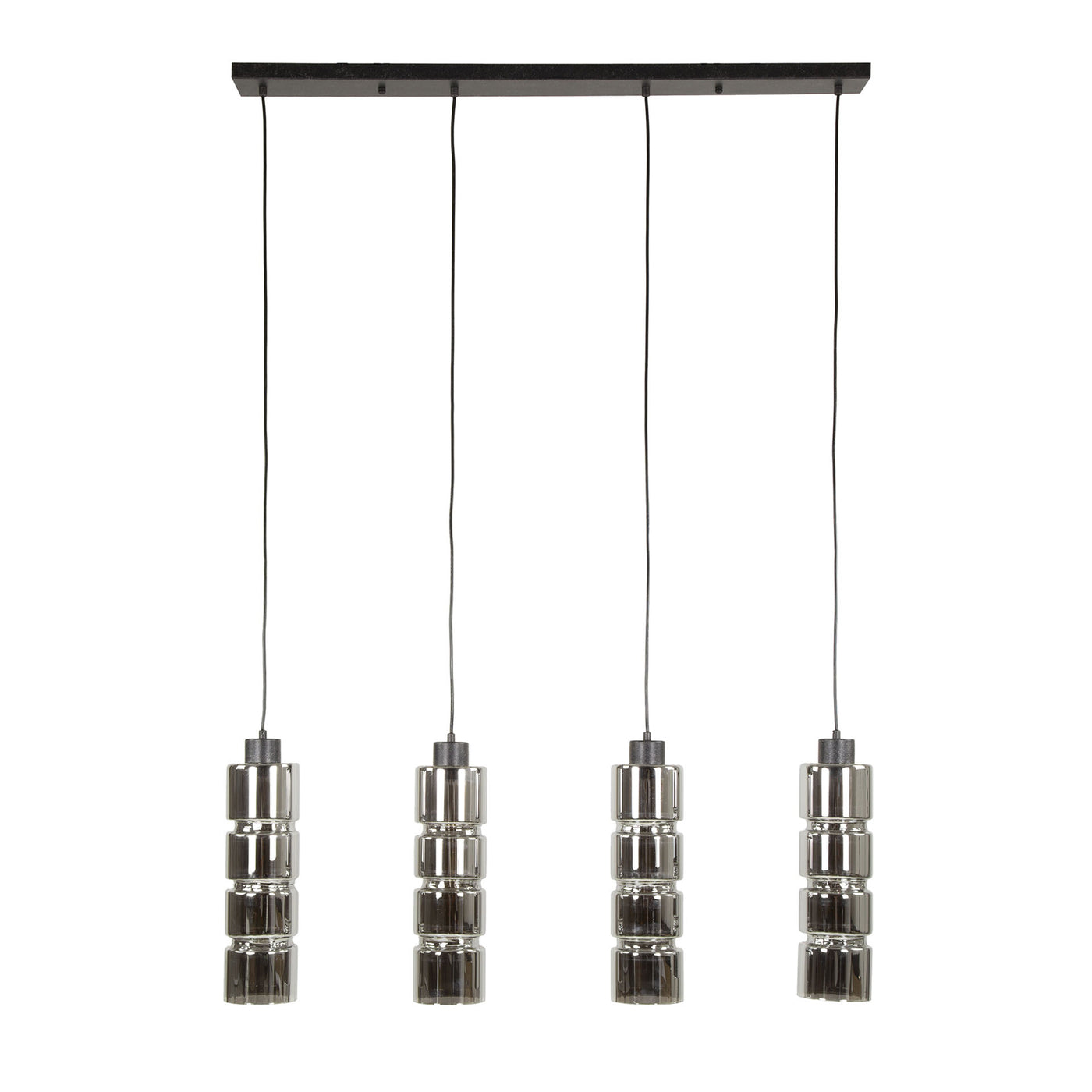 THEA Suspension en tube 4 lampes en métal noir 105x150 cm