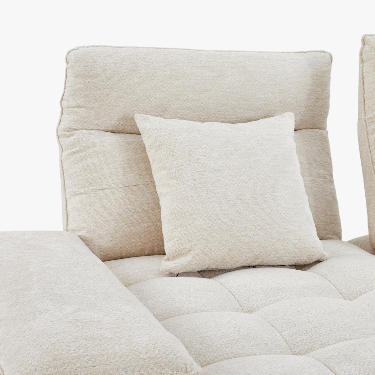 TIAM Canapé d'angle relax électrique en tissu matelassé beige - Angle droit - Canapé relax - Mobilier Deco