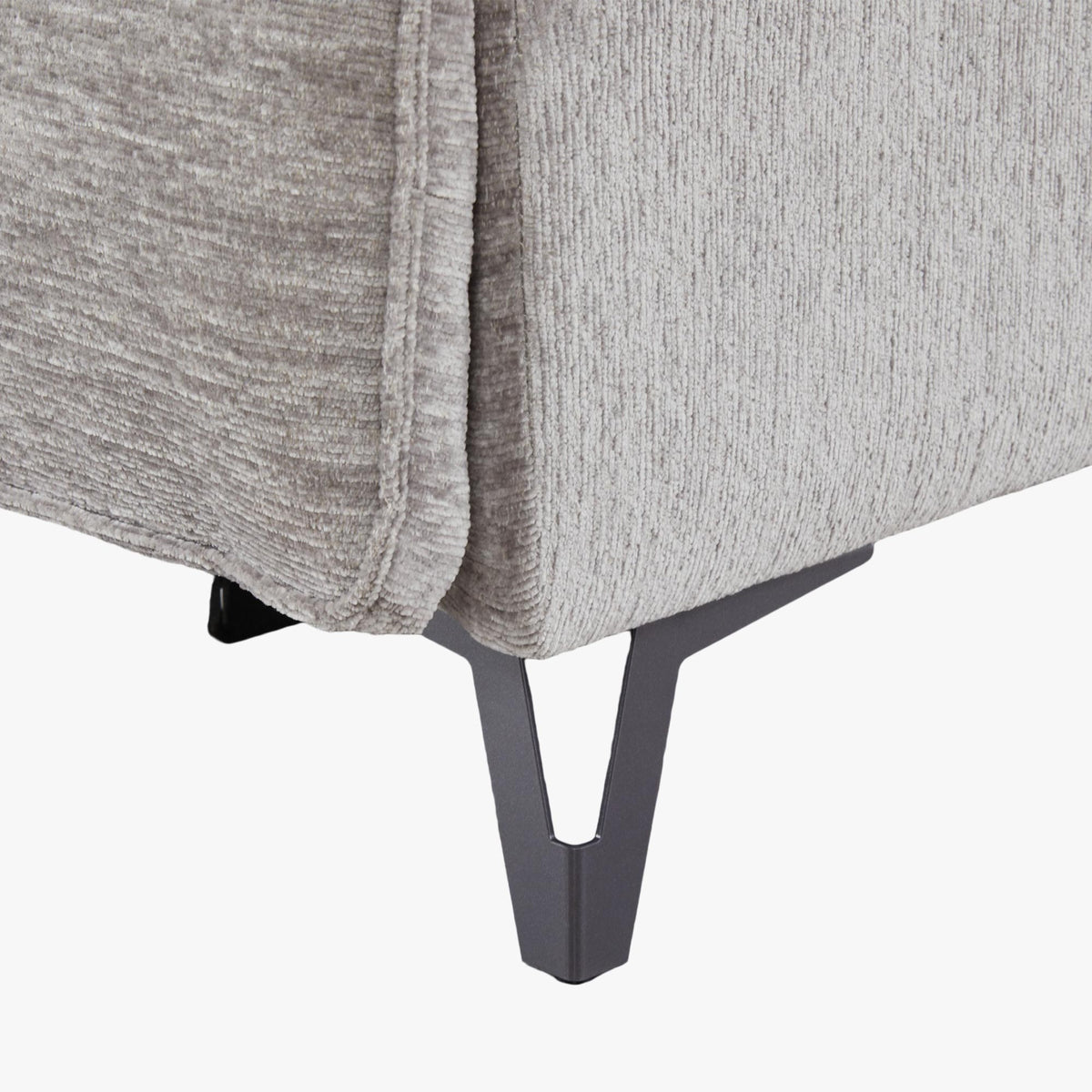 TIAM Canapé d'angle relax électrique en tissu matelassé gris - Angle droit - Canapé relax - Mobilier Deco