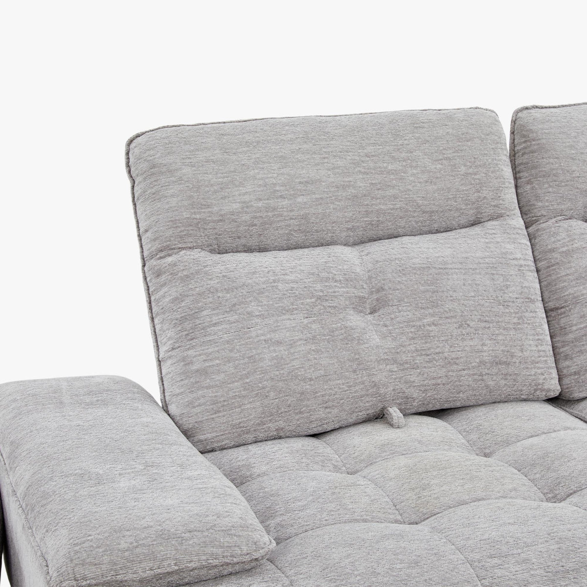 TIAM Canapé d'angle relax électrique en tissu matelassé gris - Angle gauche - Canapé relax - Mobilier Deco