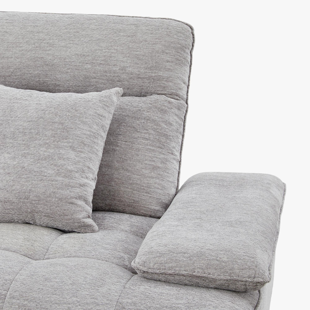 TIAM Canapé d'angle relax électrique en tissu matelassé gris - Angle gauche - Canapé relax - Mobilier Deco