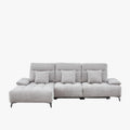 TIAM Canapé d'angle relax électrique en tissu matelassé gris - Angle gauche
