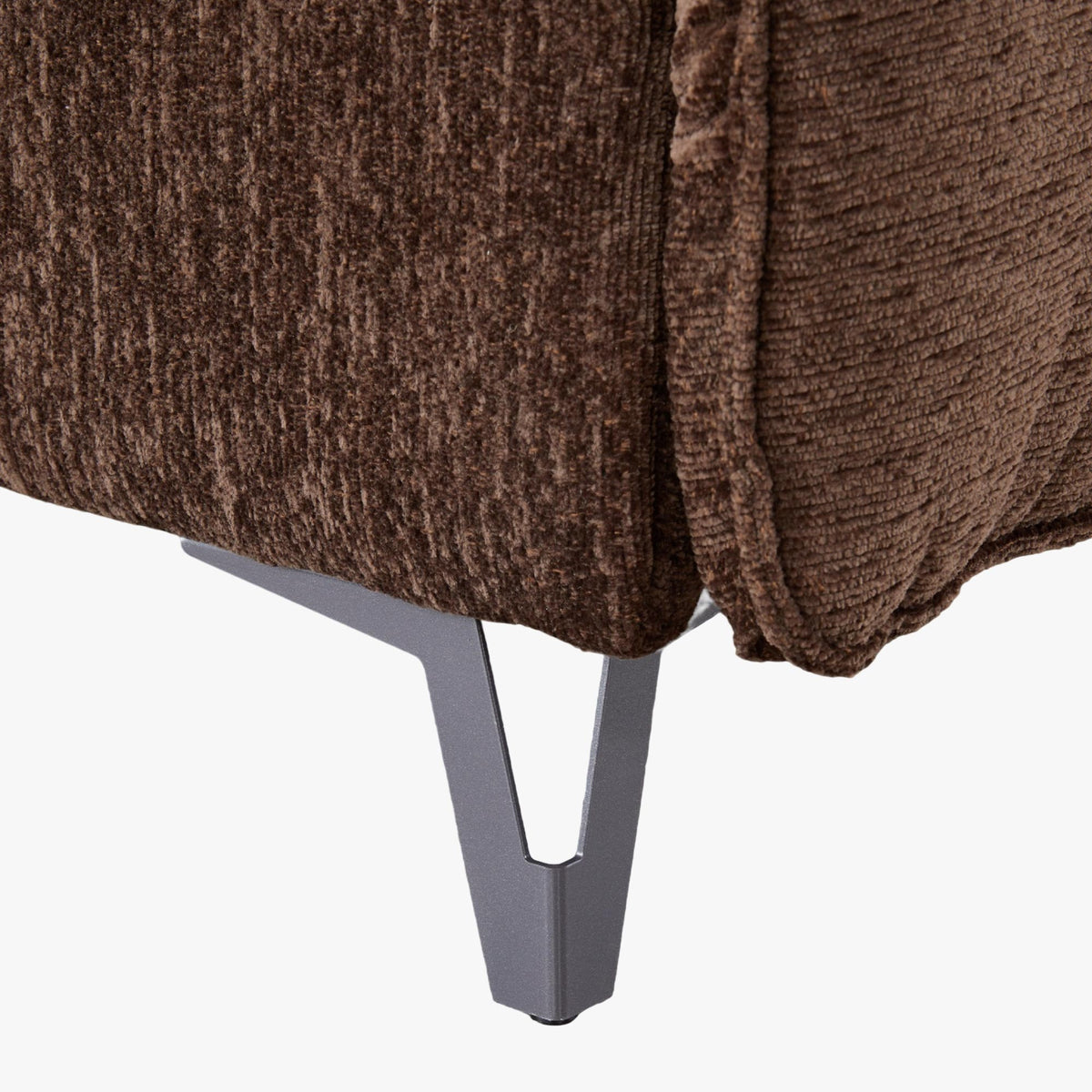 TIAM Canapé d'angle relax électrique en tissu matelassé marron - Angle droit - Canapé relax - Mobilier Deco