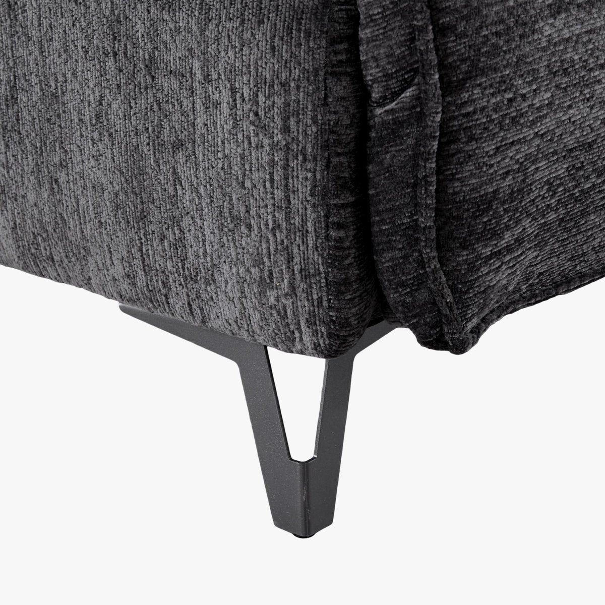 TIAM Canapé d'angle relax électrique en tissu matelassé noir - Angle droit - Canapé relax - Mobilier Deco