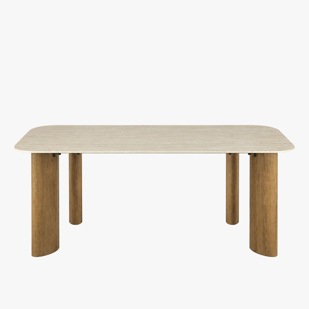 TIANA XL Table à manger rectangulaire en céramique beige pieds couleur chêne 180 cm - Table à manger - Mobilier Deco