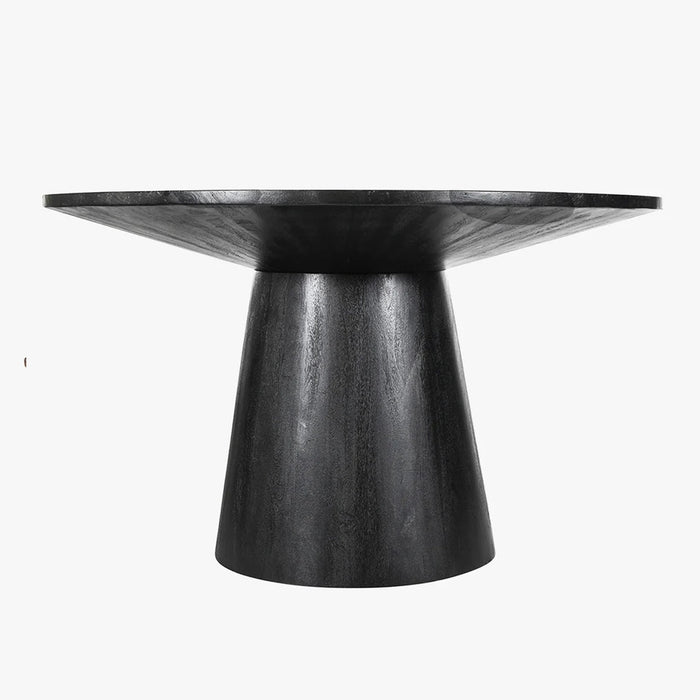 TOMMY - 130 Table à manger ronde en bois de manguier noir D130 cm – Table à manger – vue 2