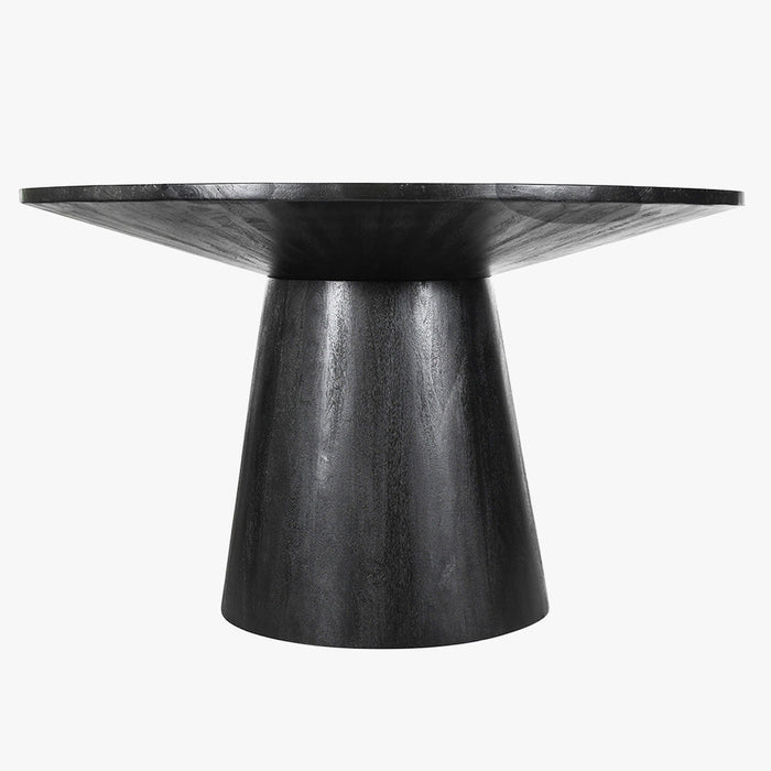 TOMMY - 130 Table à manger ronde en bois de manguier noir D130 cm