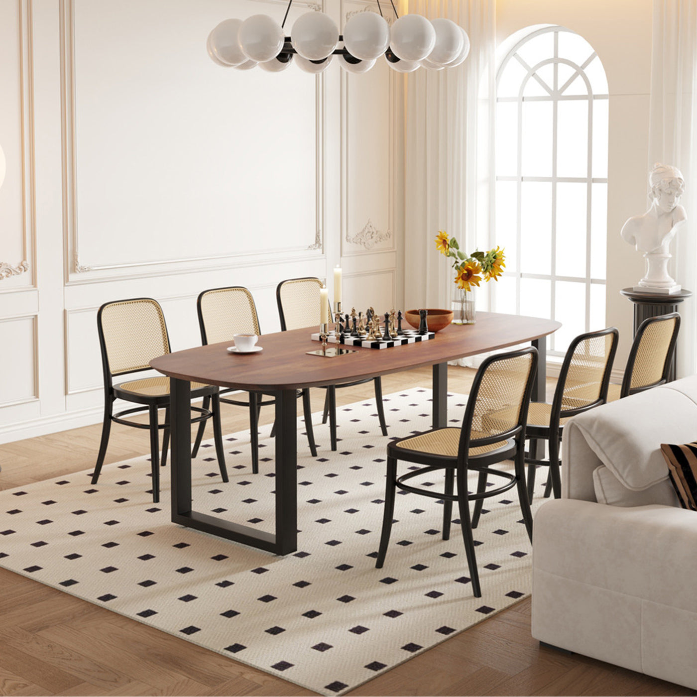 TOMMY - 220 Table à manger ovale en bois de manguier clair pieds en métal noir 220 cm