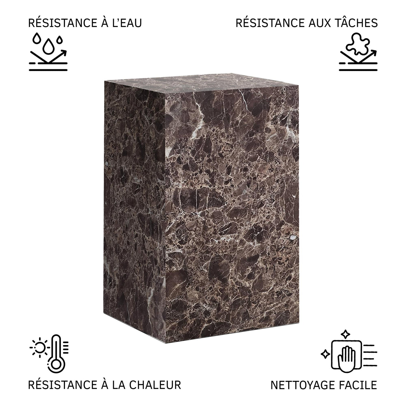 TRESA Table d'appoint en marbre d'ingénierie marron