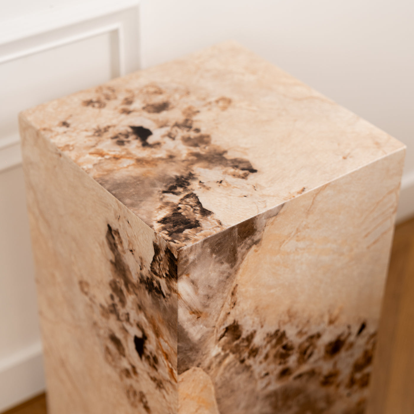 TRESA Table d'appoint marbre d'ingénierie beige et marron