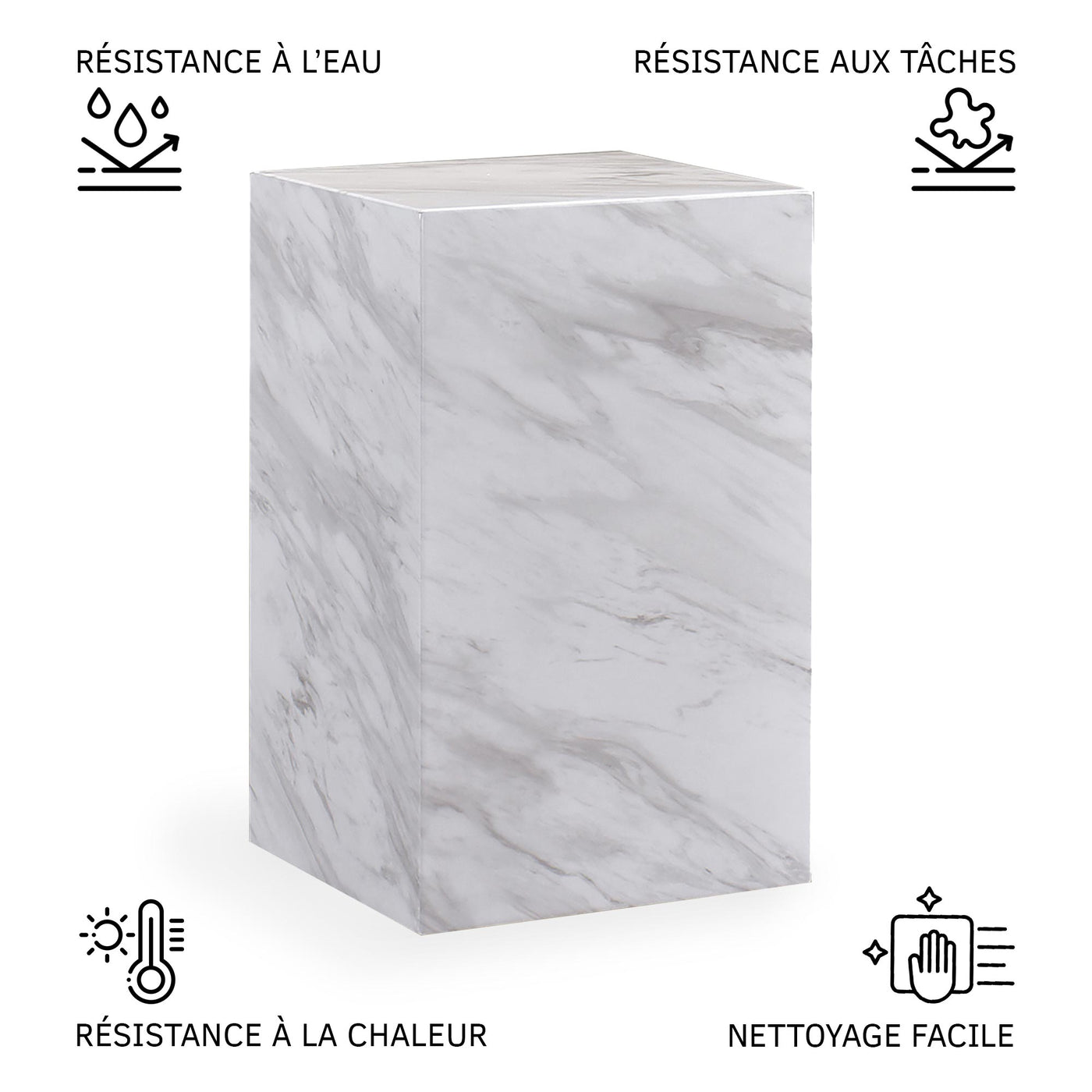 TRESA Table d'appoint marbre d'ingénierie blanc