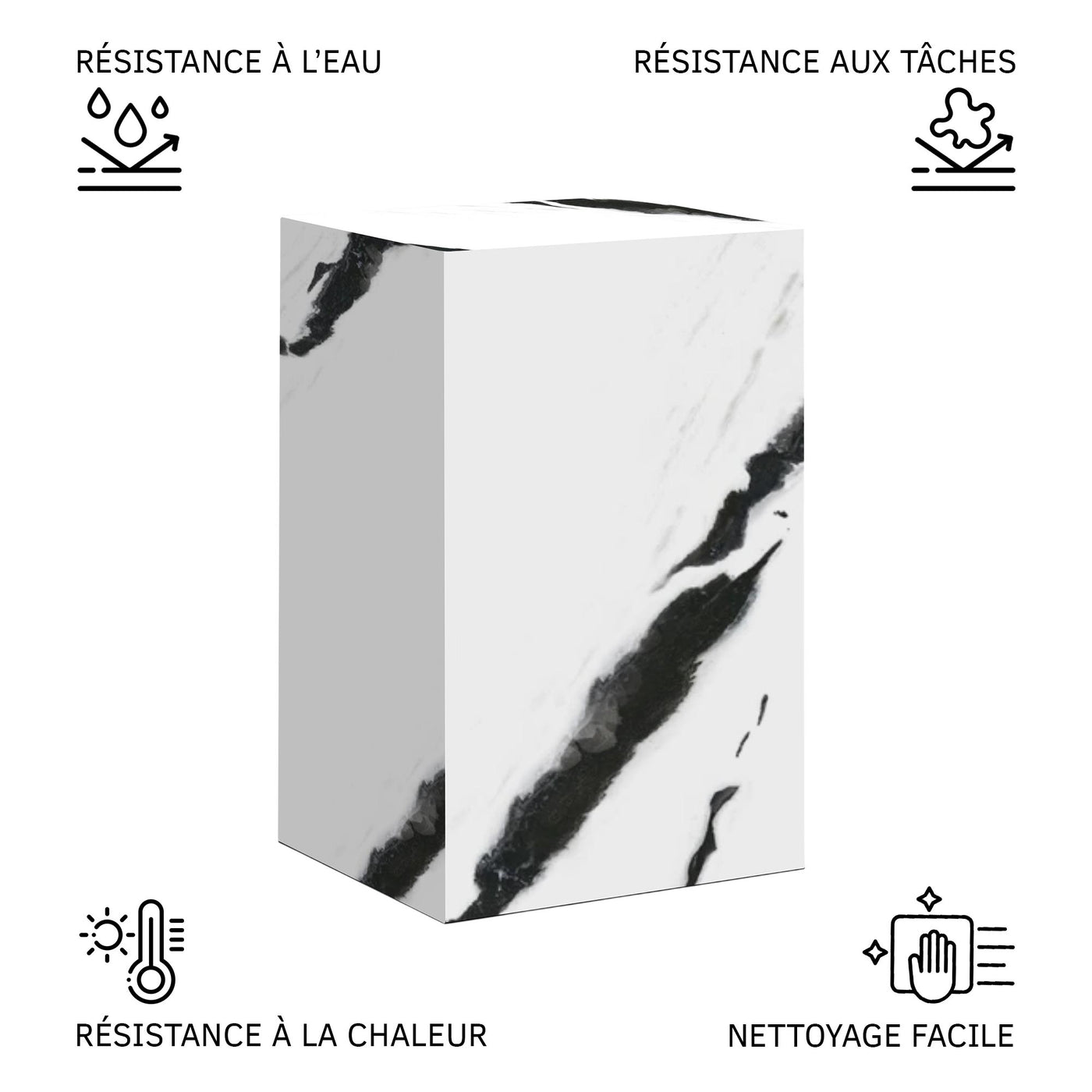 TRESA Table d'appoint marbre d'ingénierie blanc et noir