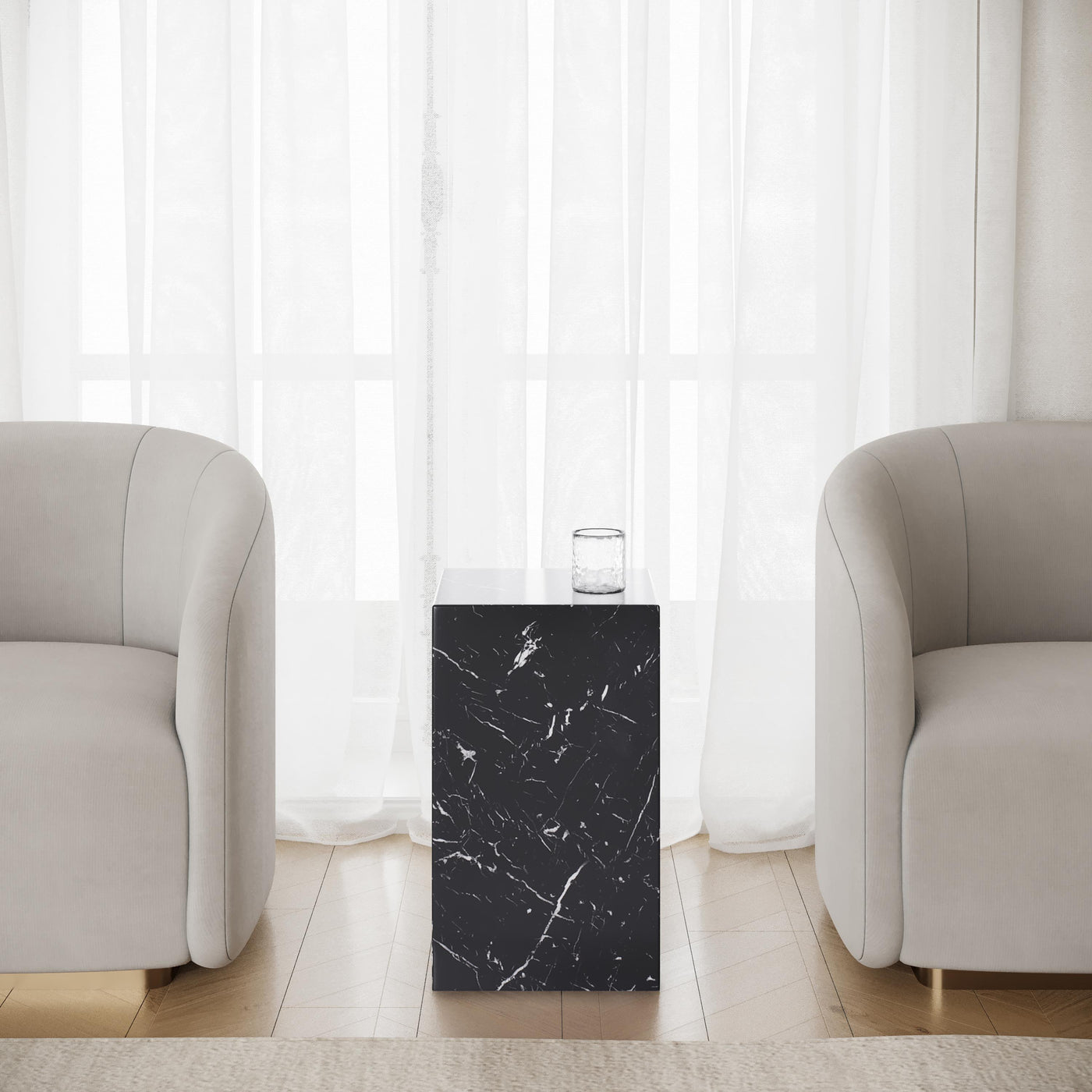 TRESA Table d'appoint marbre d'ingénierie noir