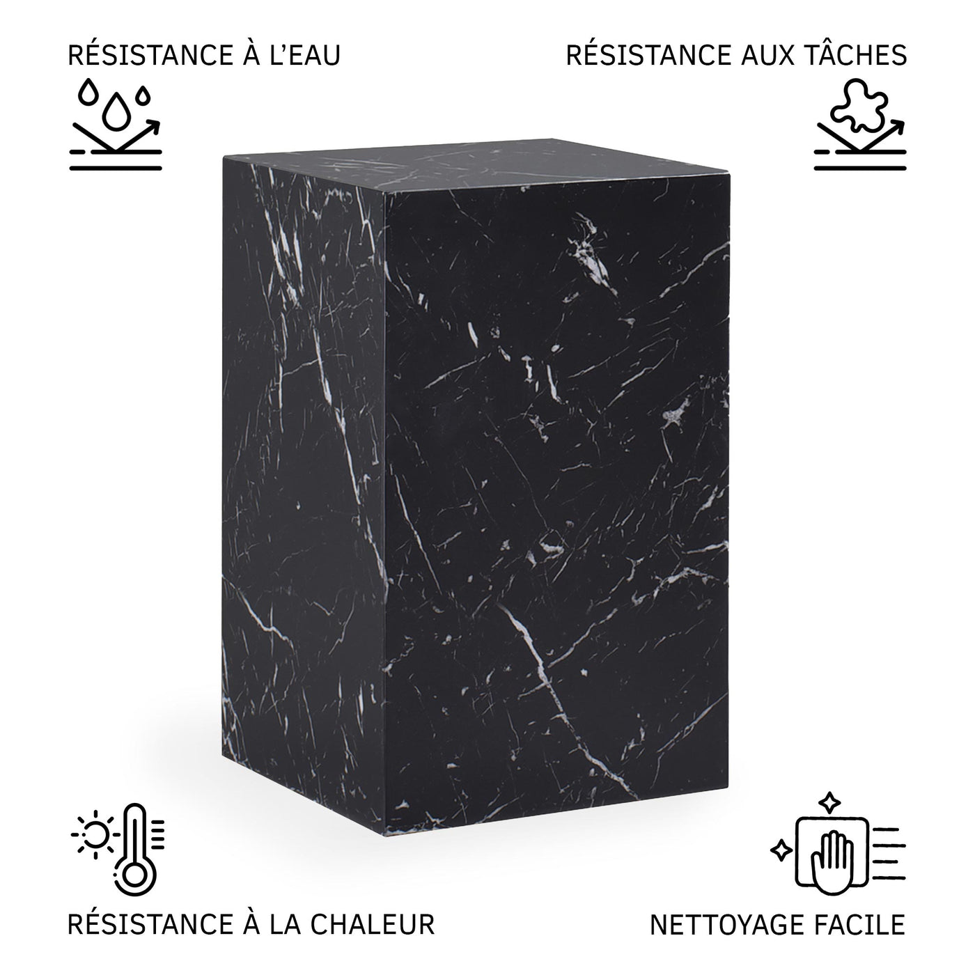 TRESA Table d'appoint marbre d'ingénierie noir