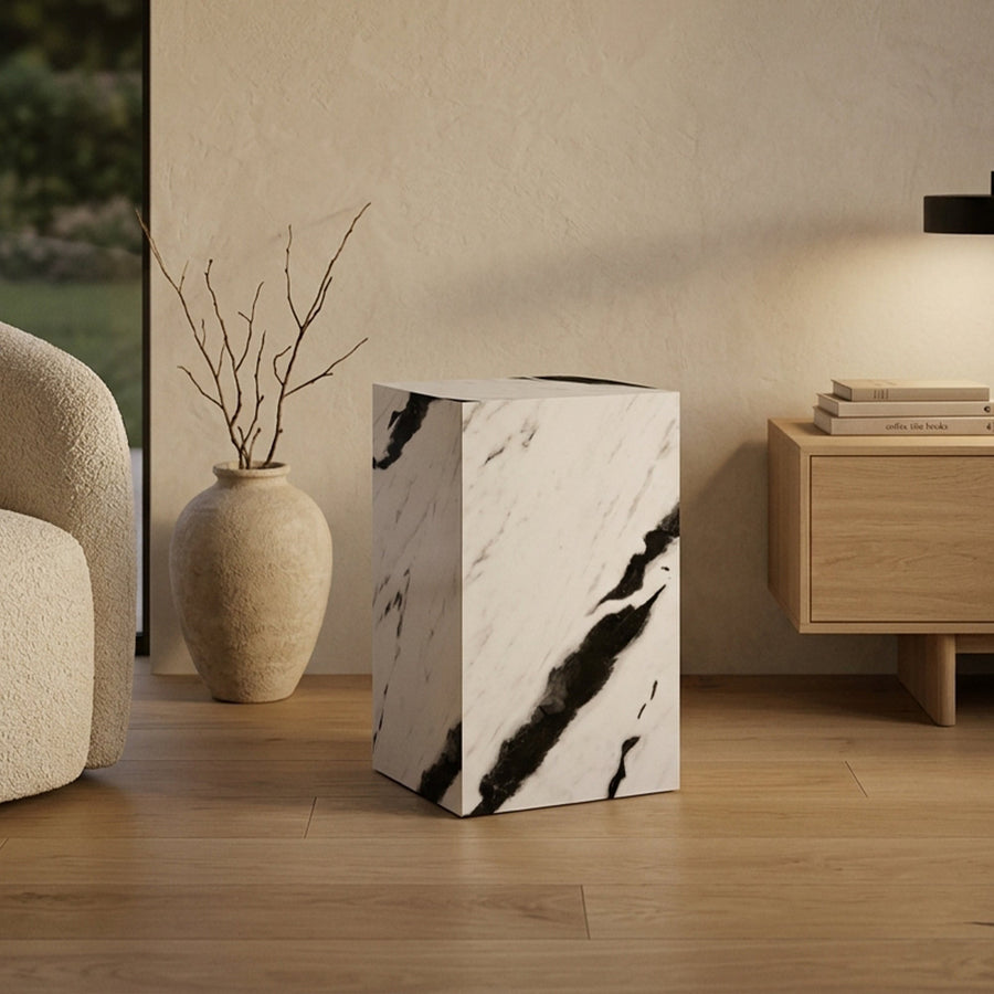 TRESA Table d'appoint marbre d'ingénierie blanc et noir — aperçu vidéo