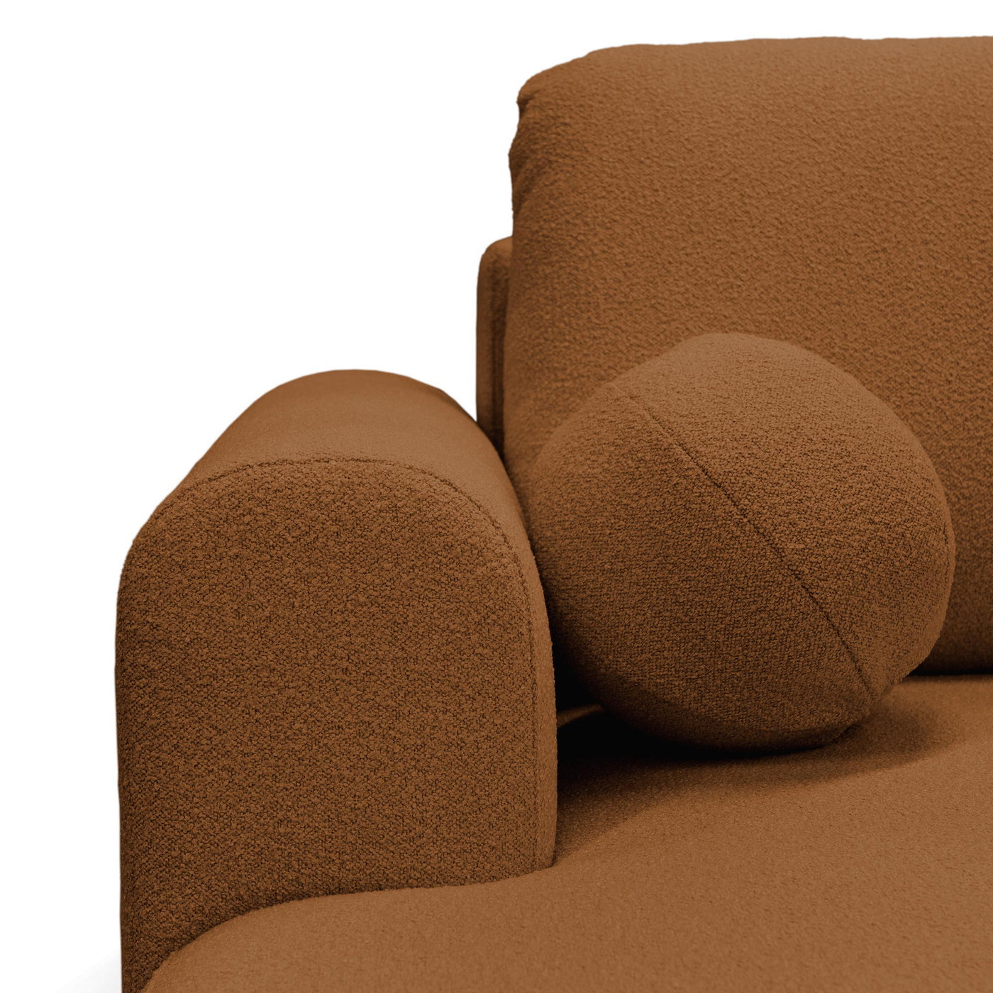 TYLAN Canapé d’angle convertible avec coffre effet peau de mouton orange - Angle gauche