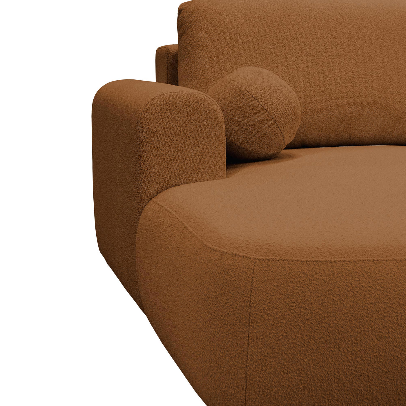 TYLAN Canapé d’angle convertible avec coffre effet peau de mouton orange - Angle gauche