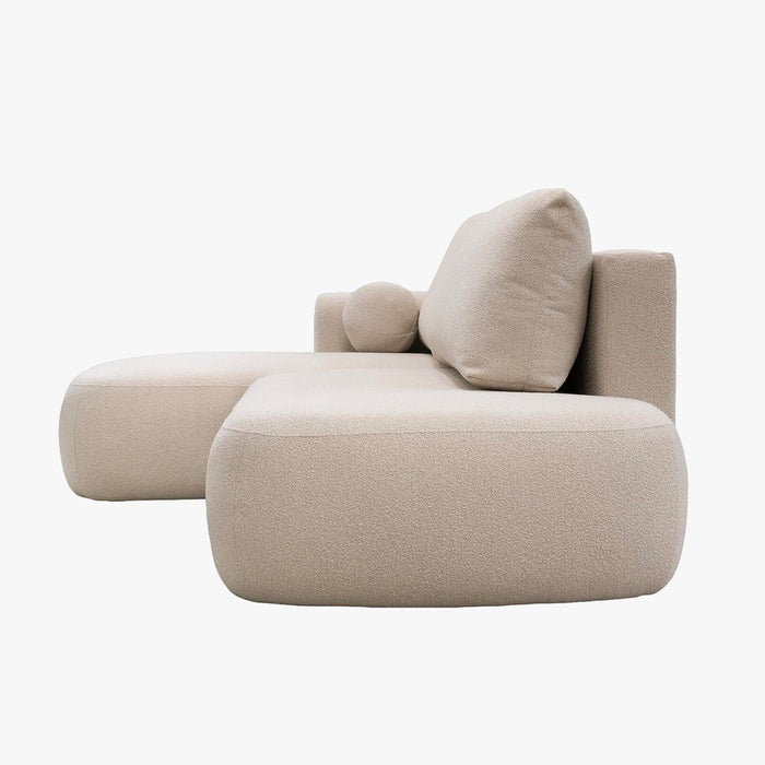TYLAN Canapé d’angle convertible avec coffre effet peau de mouton beige - Angle gauche