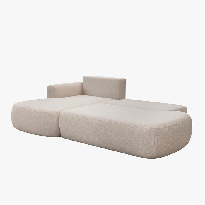 TYLAN Canapé d’angle convertible avec coffre effet peau de mouton beige - Angle gauche
