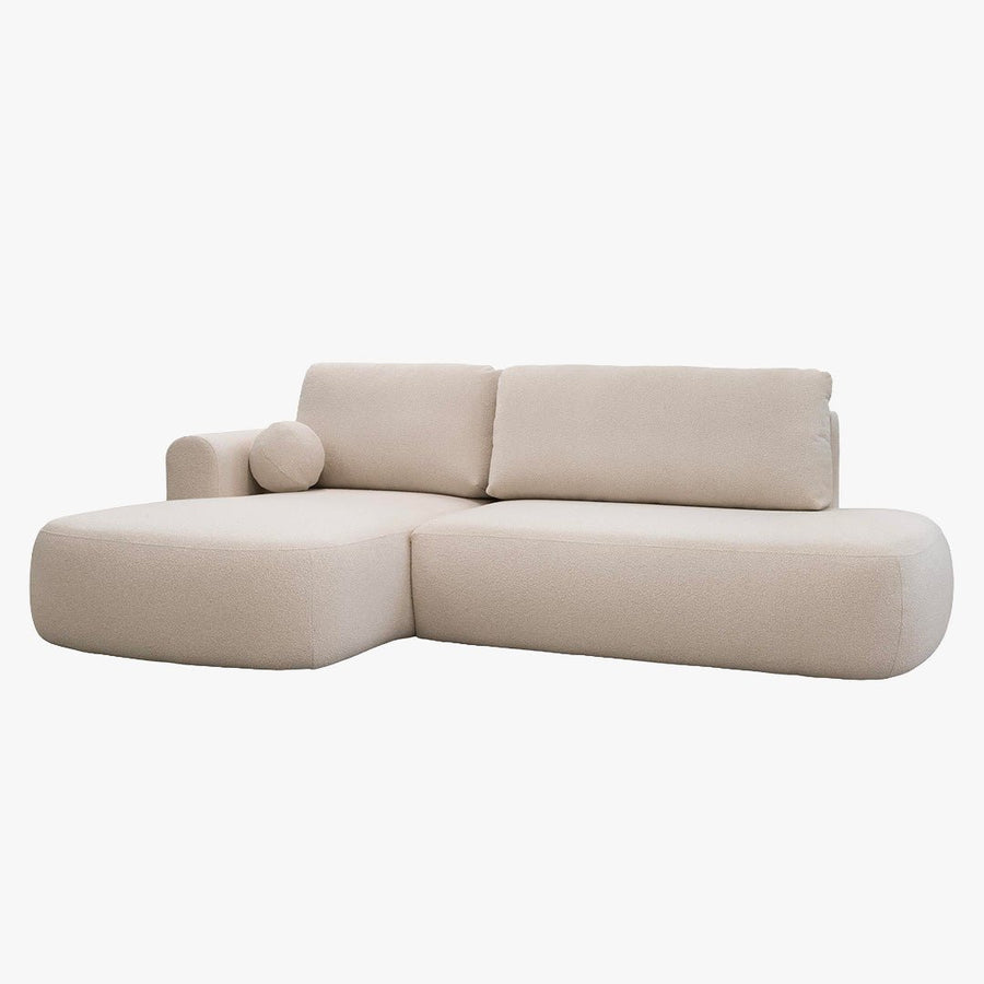 TYLAN Canapé d’angle convertible avec coffre effet peau de mouton beige - Angle gauche — aperçu vidéo