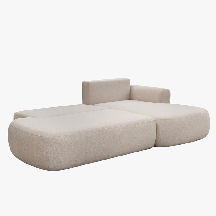 TYLAN Canapé d’angle convertible avec coffre effet peau de mouton écru - Angle droit