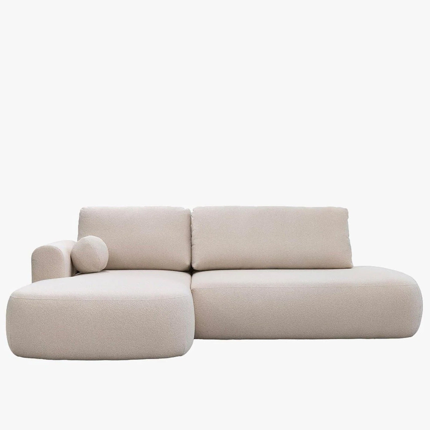 TYLAN Canapé d’angle convertible avec coffre effet peau de mouton écru - Angle gauche - Canapé d'angle convertible - Mobilier Deco