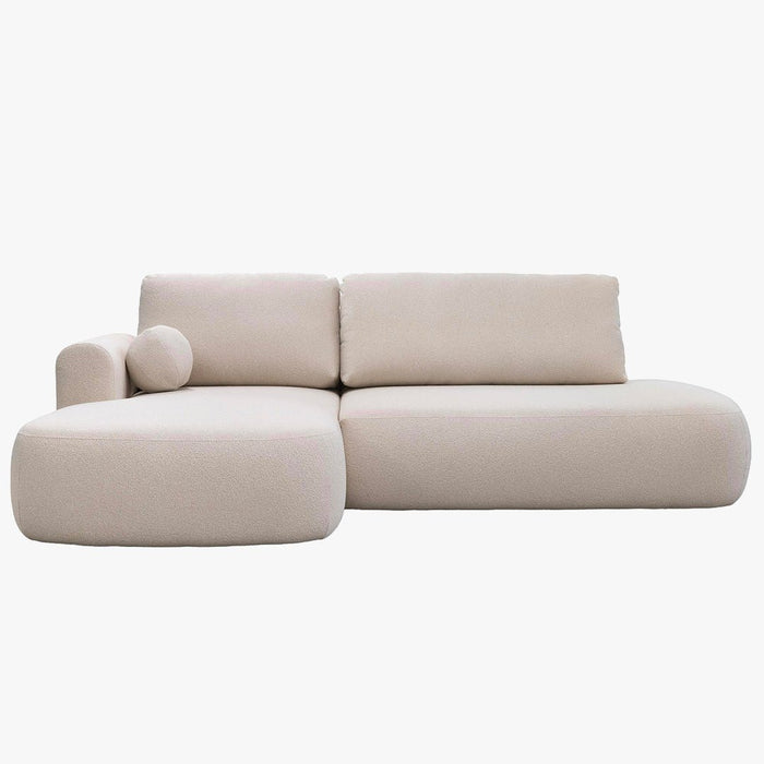 TYLAN Canapé d’angle convertible avec coffre effet peau de mouton écru - Angle gauche