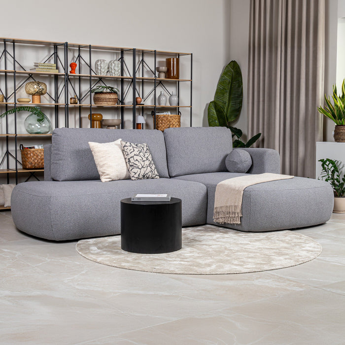 TYLAN Canapé d’angle convertible avec coffre effet peau de mouton gris - Angle droit