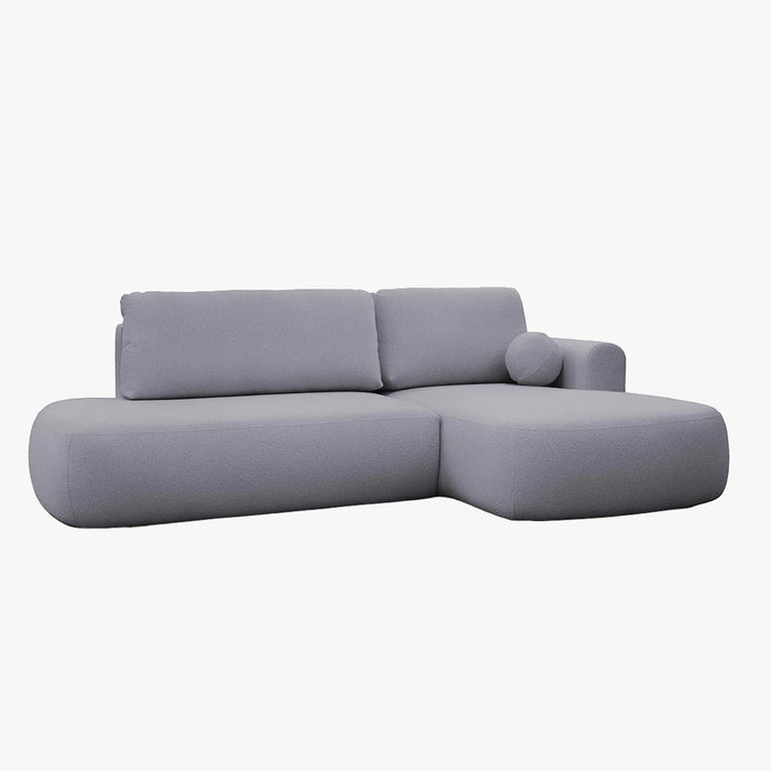 TYLAN Canapé d’angle convertible avec coffre effet peau de mouton gris - Angle droit