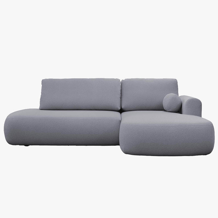 TYLAN Canapé d’angle convertible avec coffre effet peau de mouton gris - Angle droit