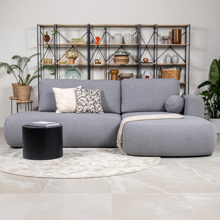 TYLAN Canapé d’angle convertible avec coffre effet peau de mouton gris - Angle droit