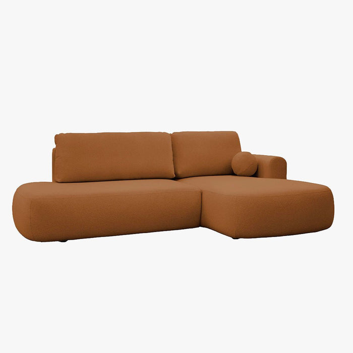 TYLAN Canapé d’angle convertible avec coffre effet peau de mouton orange - Angle droit