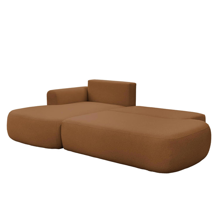 TYLAN Canapé d’angle convertible avec coffre effet peau de mouton orange - Angle gauche
