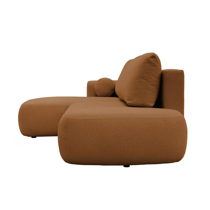 TYLAN Canapé d’angle convertible avec coffre effet peau de mouton orange - Angle gauche