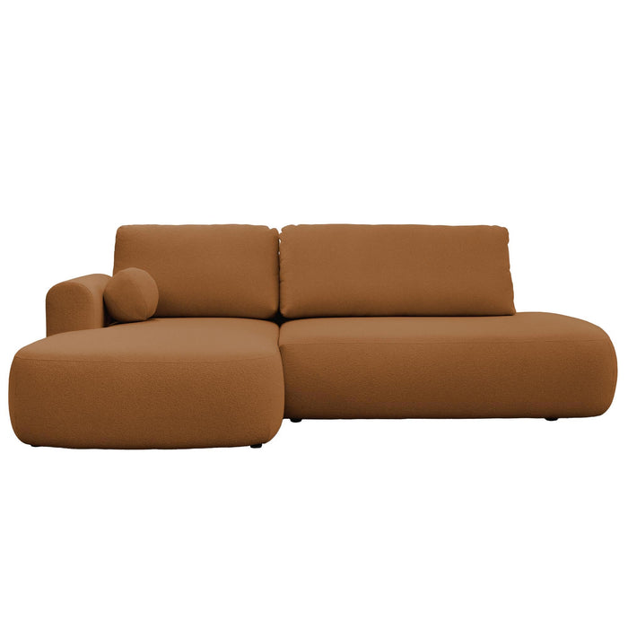 TYLAN Canapé d’angle convertible avec coffre effet peau de mouton orange - Angle gauche