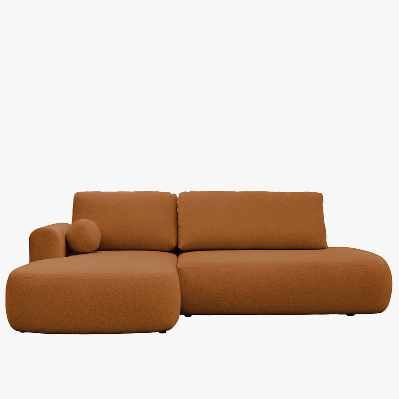 TYLAN Canapé d’angle convertible avec coffre effet peau de mouton orange - Angle gauche - Canapé d'angle convertible - Mobilier Deco