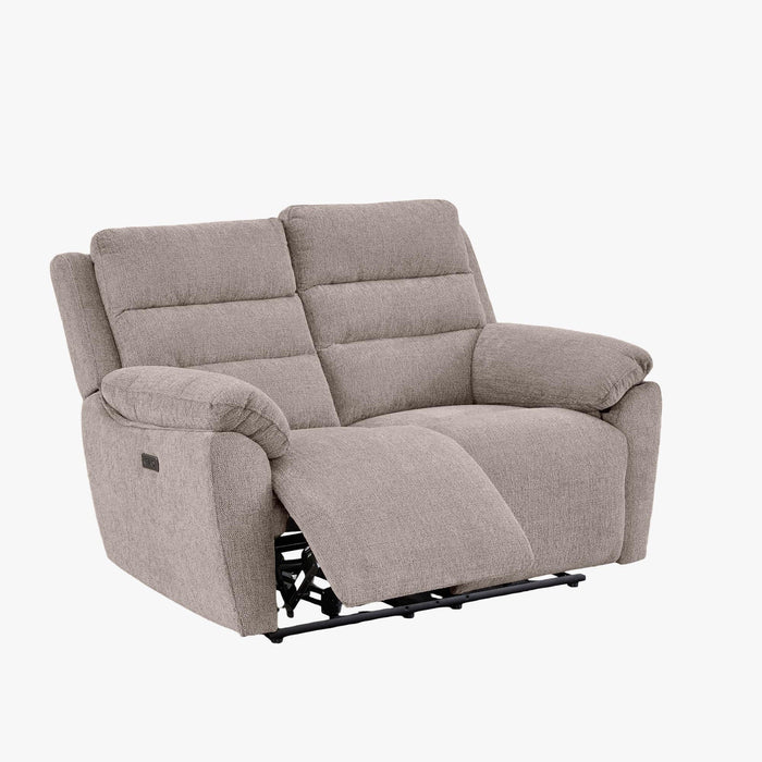 ULYA Canapé 2 places relax électrique en tissu taupe